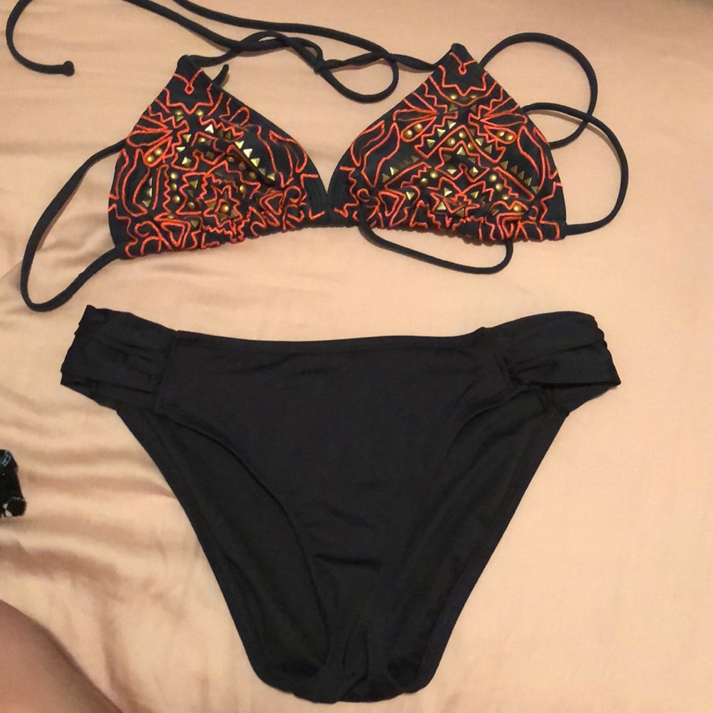 Grey and orange bikini